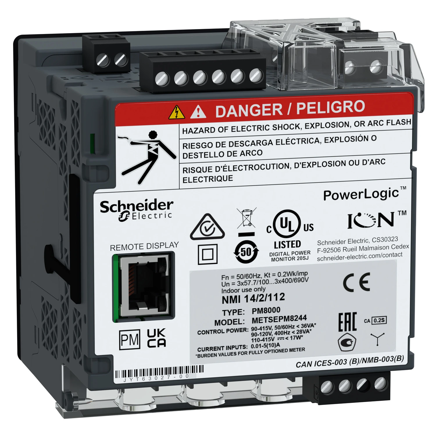 (Paneel)multifunctionele meter voor inbouw Schneider PowerLogic PM8000-Serie