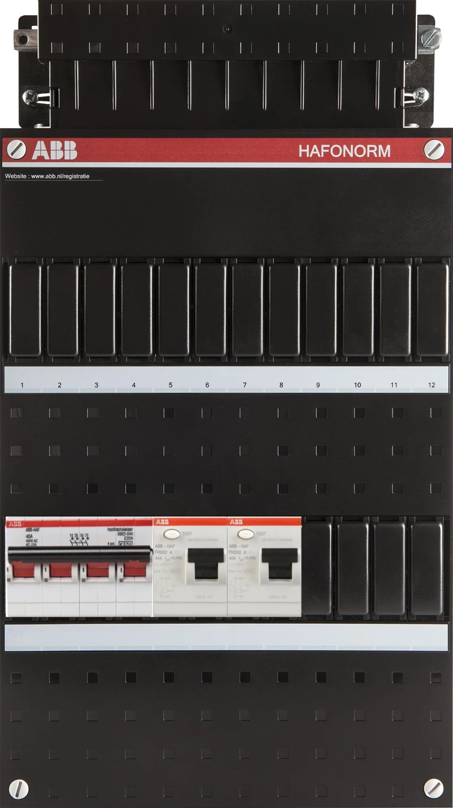 Groepenkast, geassembleerd ABB Installatiedozen en -kasten Hafonorm
