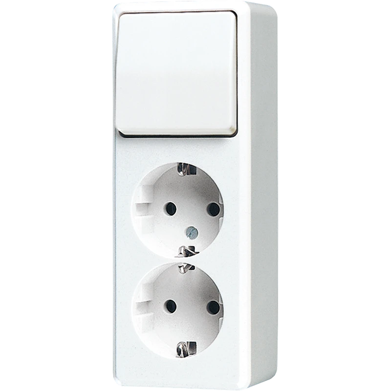 Schakelaar/wandcontactdoos combinatie Jung AP 600