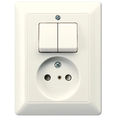 Combination of switch/push button with socket outlet Jung AS range