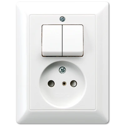 Combination of switch/push button with socket outlet Jung AS range