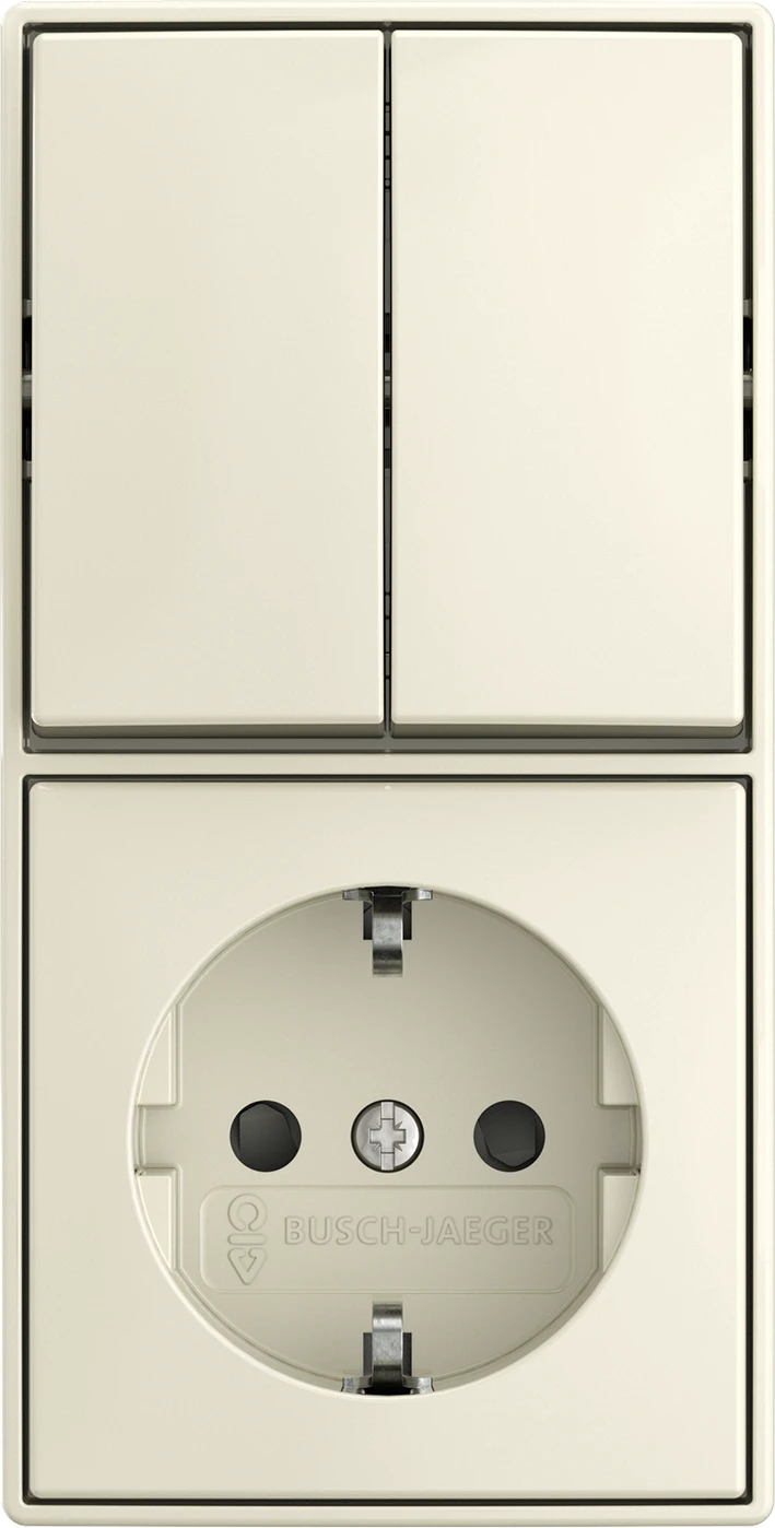 Combination of switch/push button with socket outlet ABB Busch-Jaeger AP