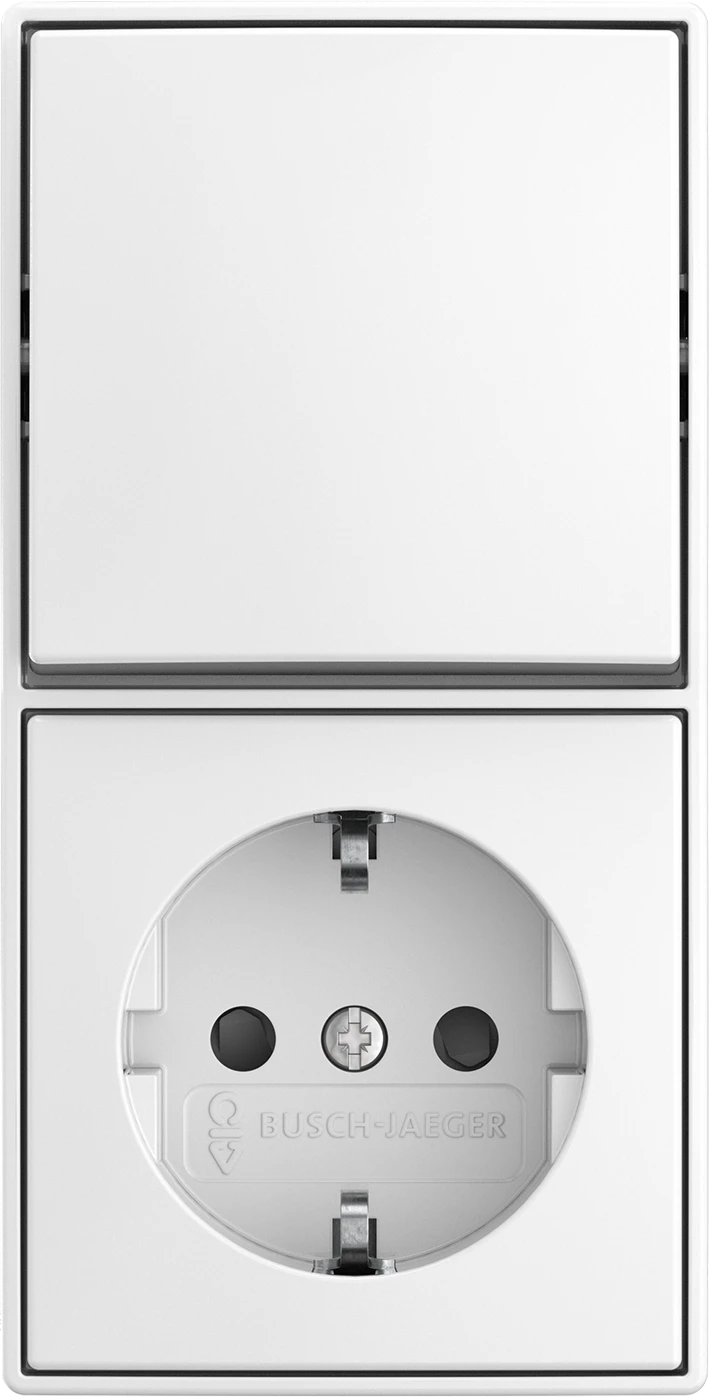 Combination of switch/push button with socket outlet ABB Busch-Jaeger AP
