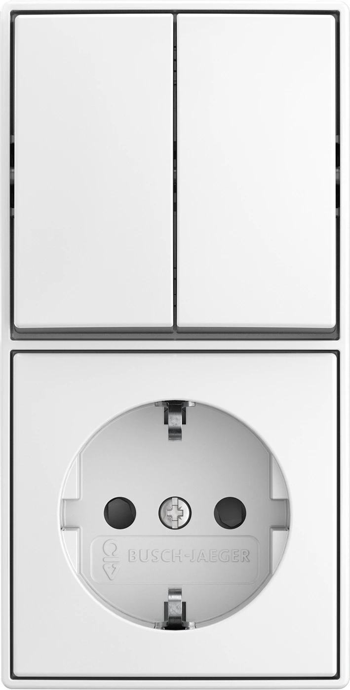 Combination of switch/push button with socket outlet ABB Busch-Jaeger AP