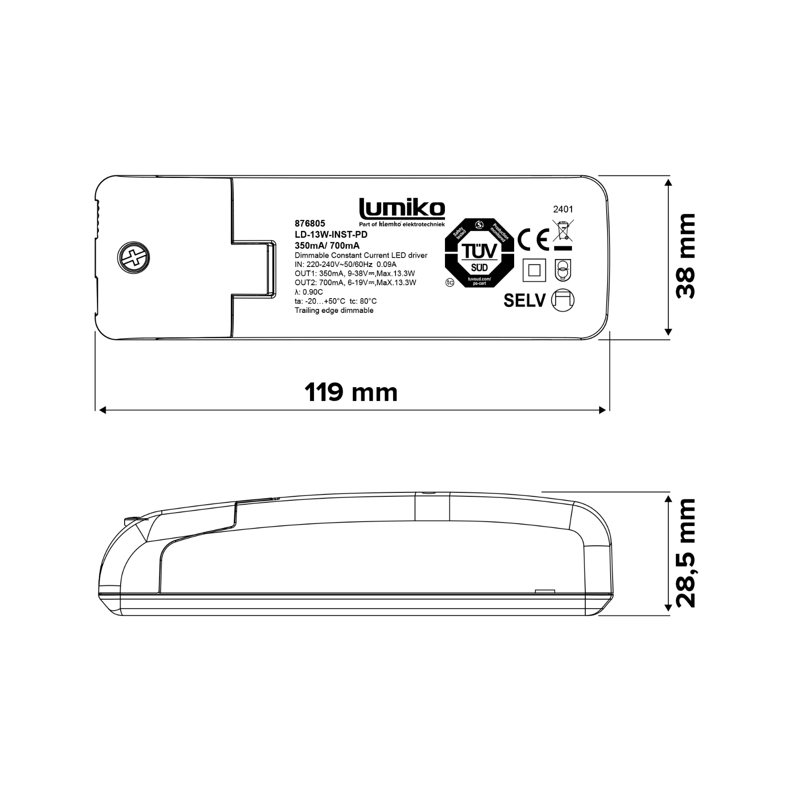 LED driver Lumiko Leddriver constante stroom, Fase di
