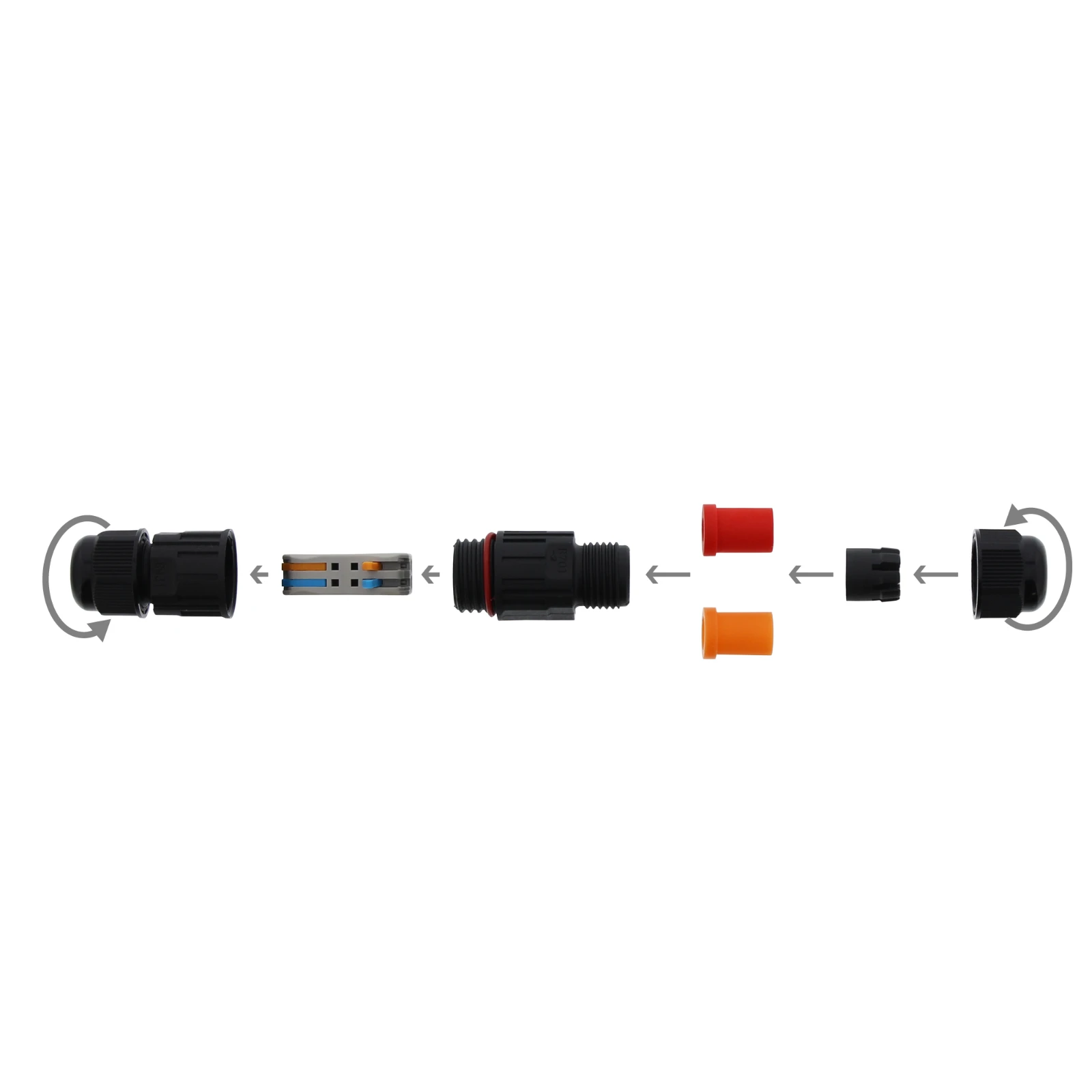 Ronde connector, veldzijdig confectioneerbaar (industrieconnector) Klemko Waterdichte connectoren