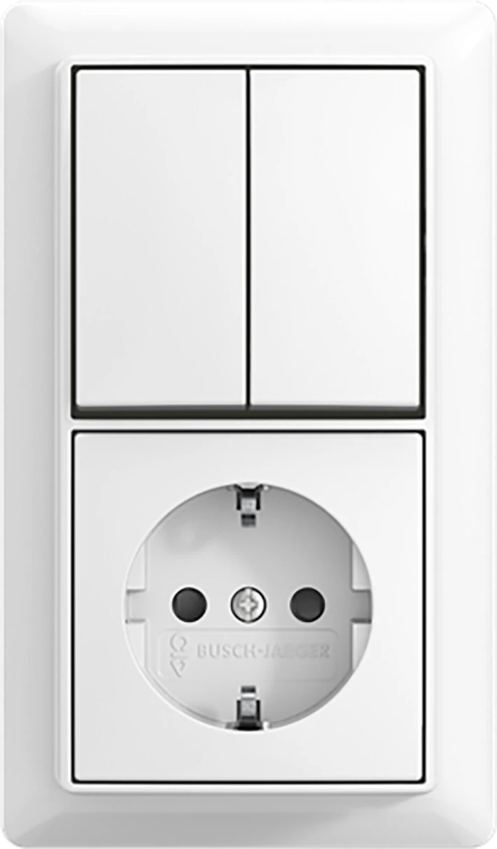 Combination of switch/push button with socket outlet ABB Busch-Jaeger AP plus