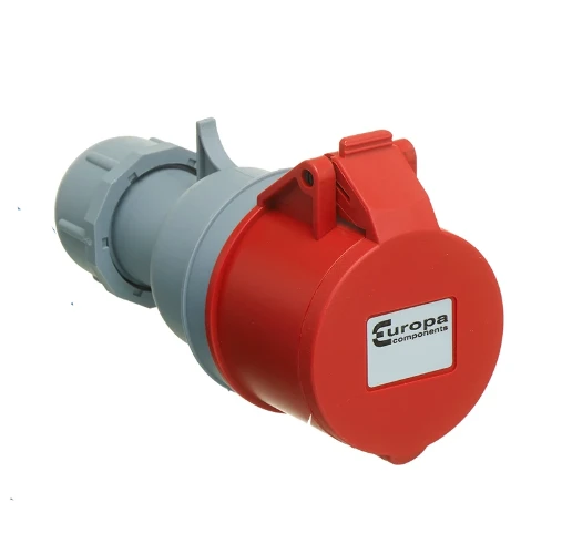 Europa IP44 In-line socket 415V, 32A, 3-pole, neutral and earth
