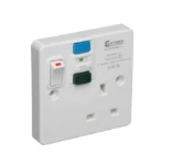 Europa single 13A plastic socket with RCD, switched