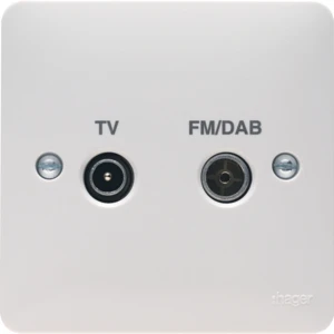 White Double TV & FM/DAB Co-ax Socket Outlet