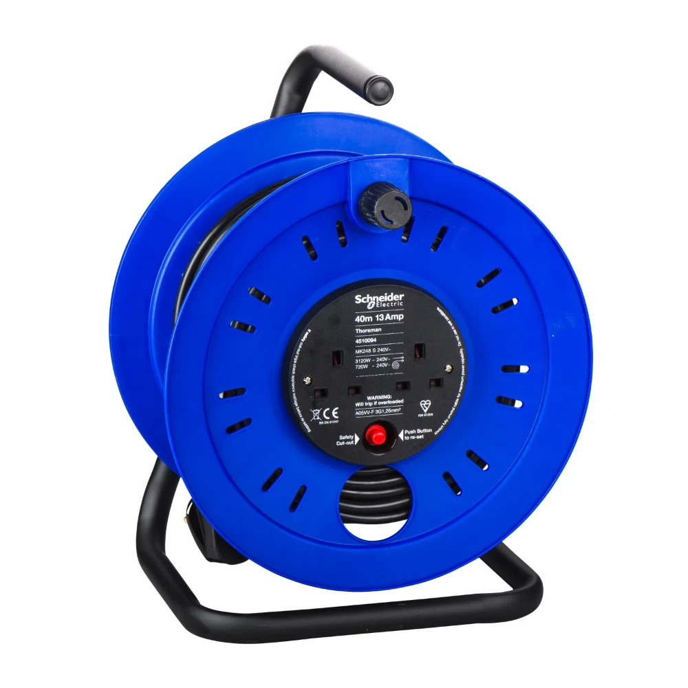 cable reel 40m 13a, 2g open blue