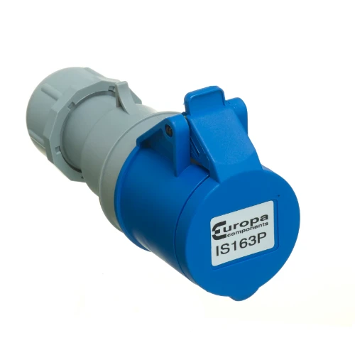 Europa IP44 In-line socket 230V, 16A, 2pole and earth