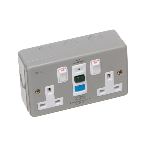 13A RCD Sockets Metal Clad RCD 13A, Double Socket Switched