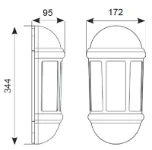 Ansell Latina E27 Half Lantern PIR Black