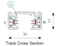 Ansell Mains Voltage 16A Single Circuit Track 2 Metre Black