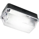230V IP65 60W B22 Bulkhead with Clear Prismatic Diffuser and Black Plastic Base