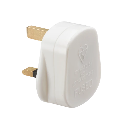 13A Plug Top with 3A fuse - White (Screw Cord Grip)