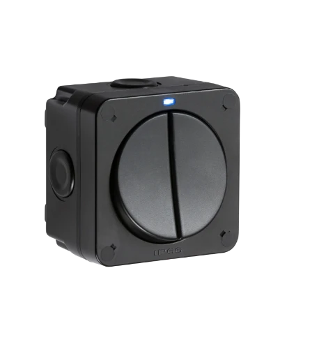 IP66 20AX 2G SP 2-way switch- Black