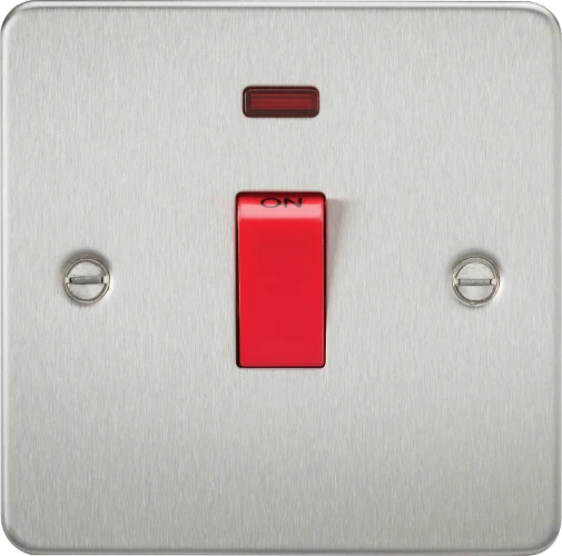 MLA Flat Plate 45A 1G DP switch with neon - brushed chrome