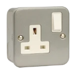 Click Metal Clad ESSENTIALS Metal Clad 13A 1 Gang Double Pole Switched Socket Outlet