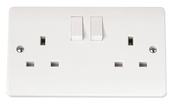 MODE 13A 2 Gang Double Pole Switched Socket Outlet Polar White