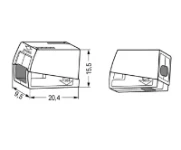 WAGO 2-conductor white lighting connector with push-button on lighting side