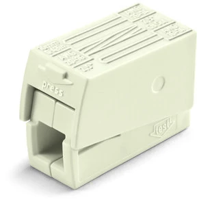 WAGO 2-conductor white lighting connector with push-button on lighting side