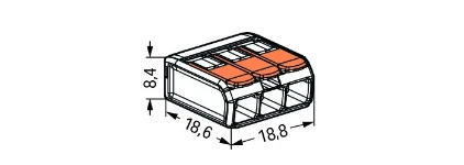 Wago WAGO 221 Compact 3-Ways Splicing Connector 4mm (Pack of 50)