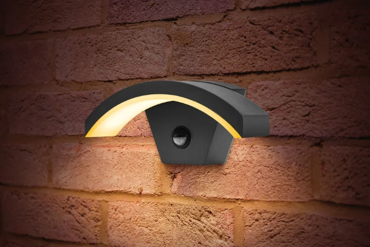 Integral Lighting Integral LED Outdoor Decorative Wall Light Curve PIR IP54 360Lm 8W 3000K Down Light Dark Grey