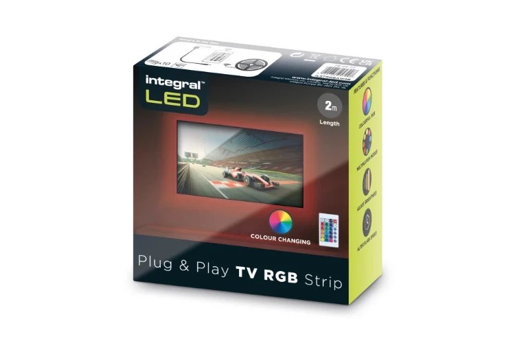 Integral Lighting Integral LED RGB Plug And Play LED Tv Strip Kits IP20 2M 1.5W/M 24LED/M 10mm Width 120 Beam Box Pack With IR Controller Usb Powered