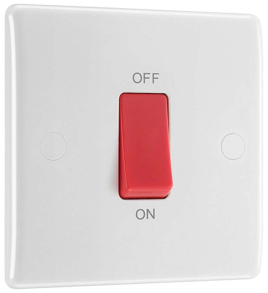 BG Nexus Series White Moulded 45A Square Plate Cooker Control Unit
