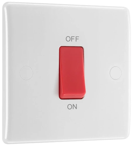 BG Nexus Series White Moulded 45A Square Plate Cooker Control Unit