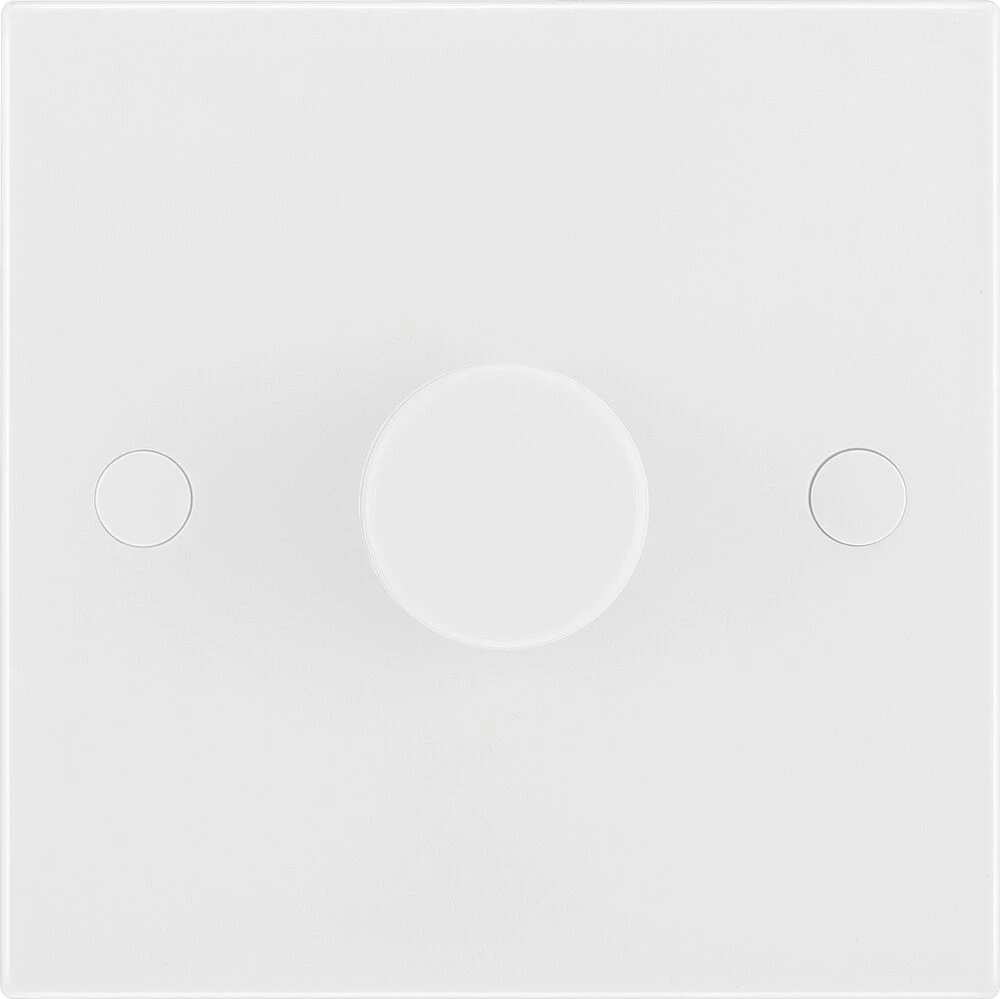 BG White Moulded Square Edge Single Dimmer Switch 2 Way, Trailing Edge 200W