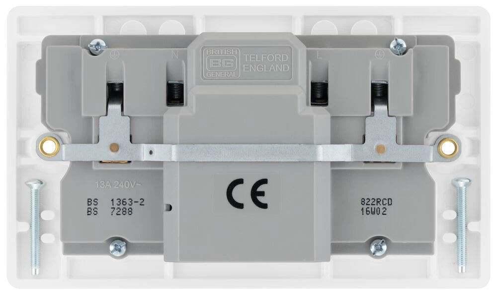 BG Nexus Series White Moulded 13A Double Switched Socket with RCD Protection