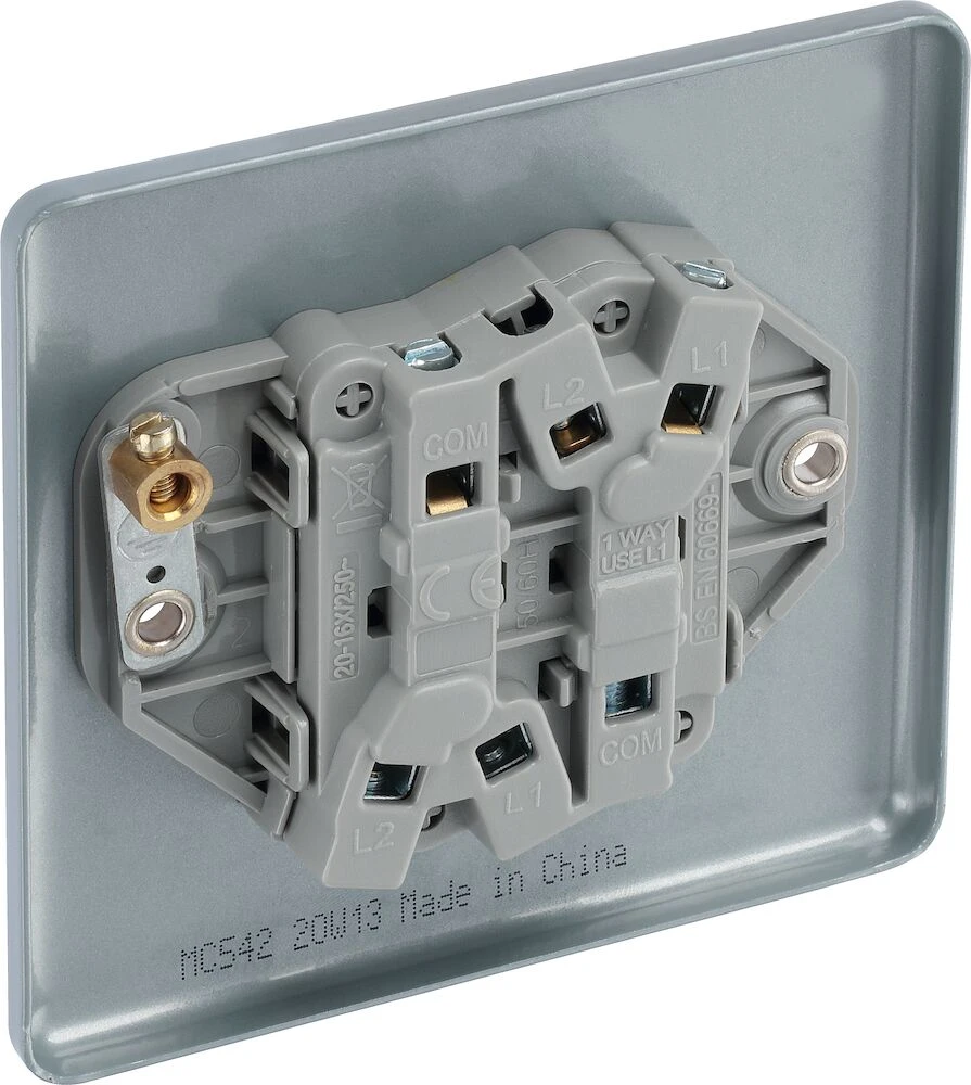 BG Metal Clad 20A 16AX Double Switch, 2 Way