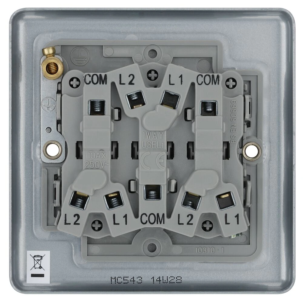 BG Metal Clad 20A 16AX Triple Switch, 2 Way
