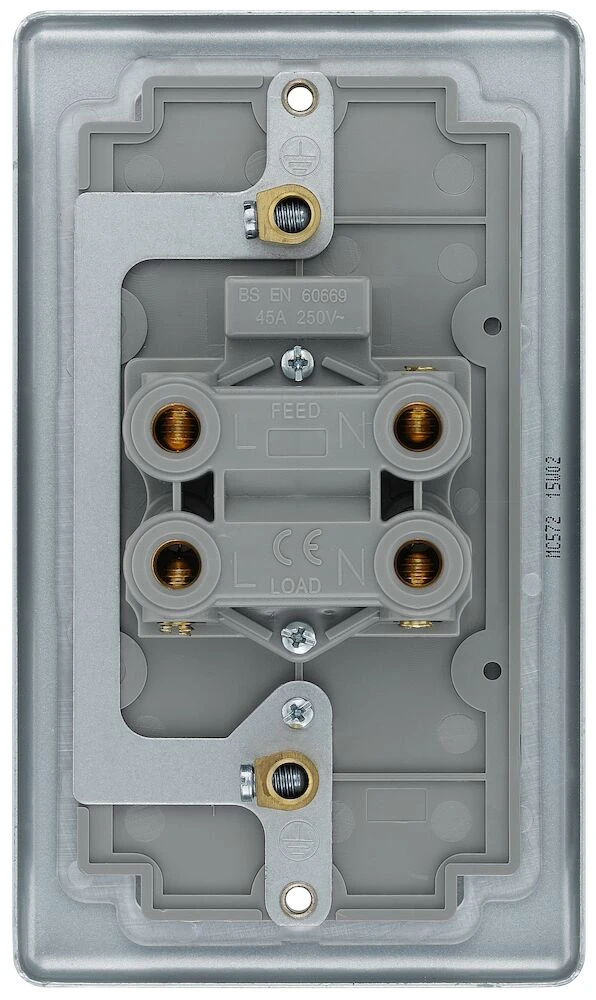 BG Metal Clad 45A Large Plate Double Pole Switch With LED Indicator