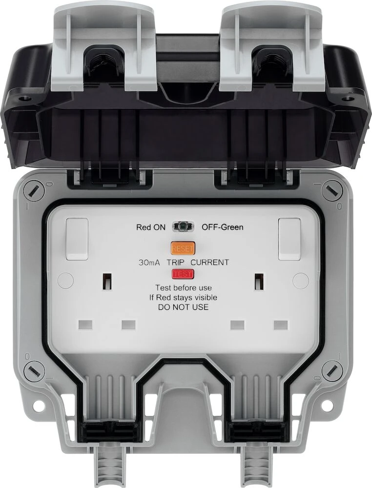 BG Nexus Storm, IP66 Weatherproof 13A Double Switched Socket with Latching RCD