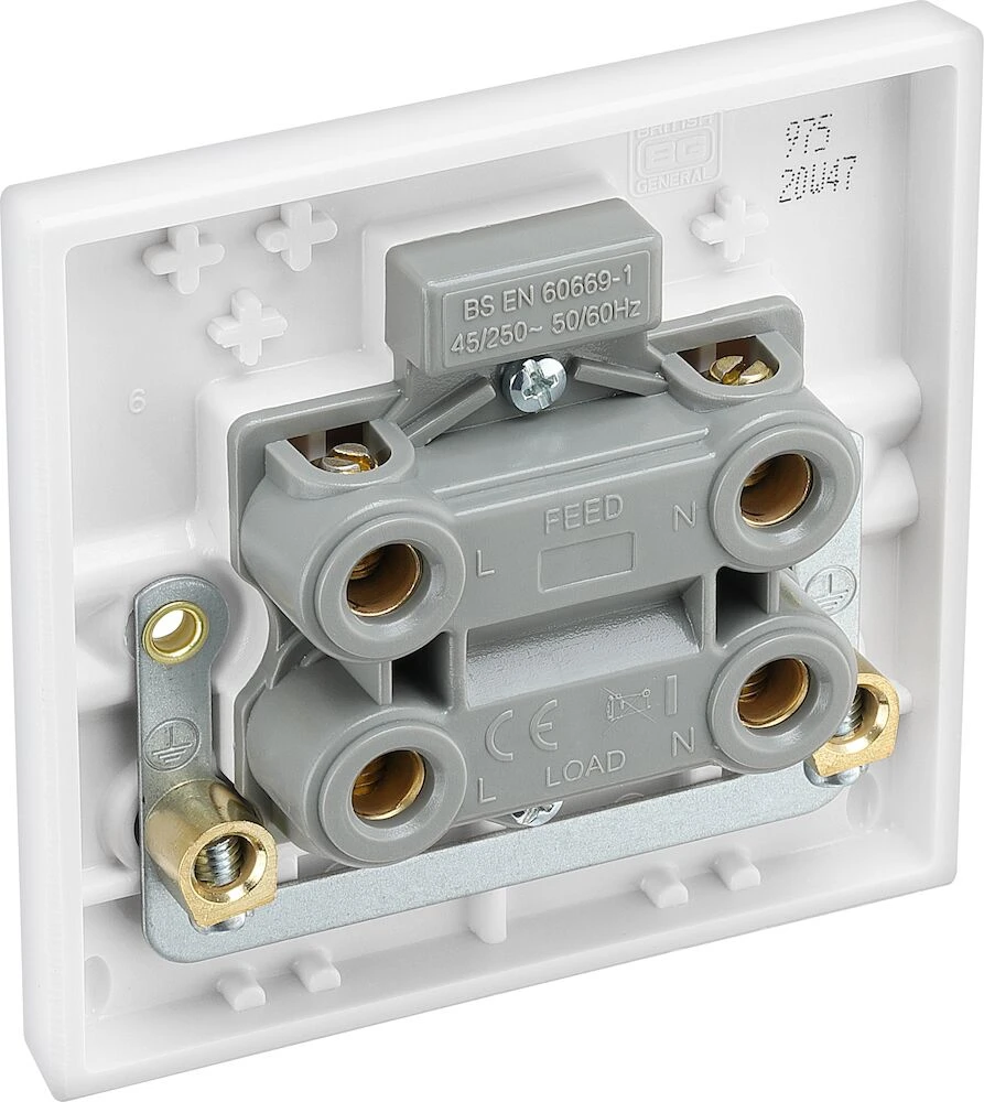 BG White Moulded Square Edge 45A Square Plate Cooker Control Unit