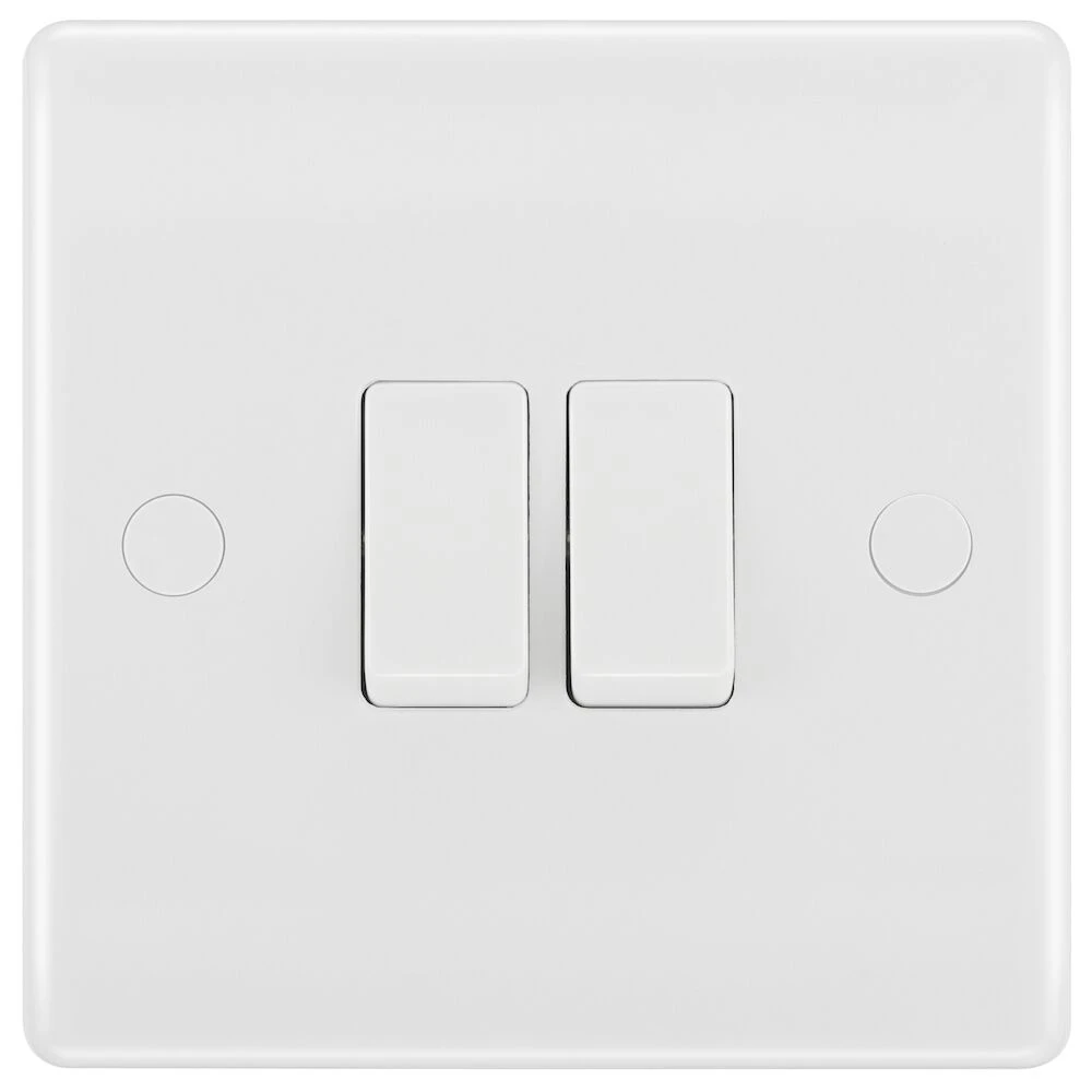 BG Nexus Series White Moulded 20A 16AX Double Switch 2 Way
