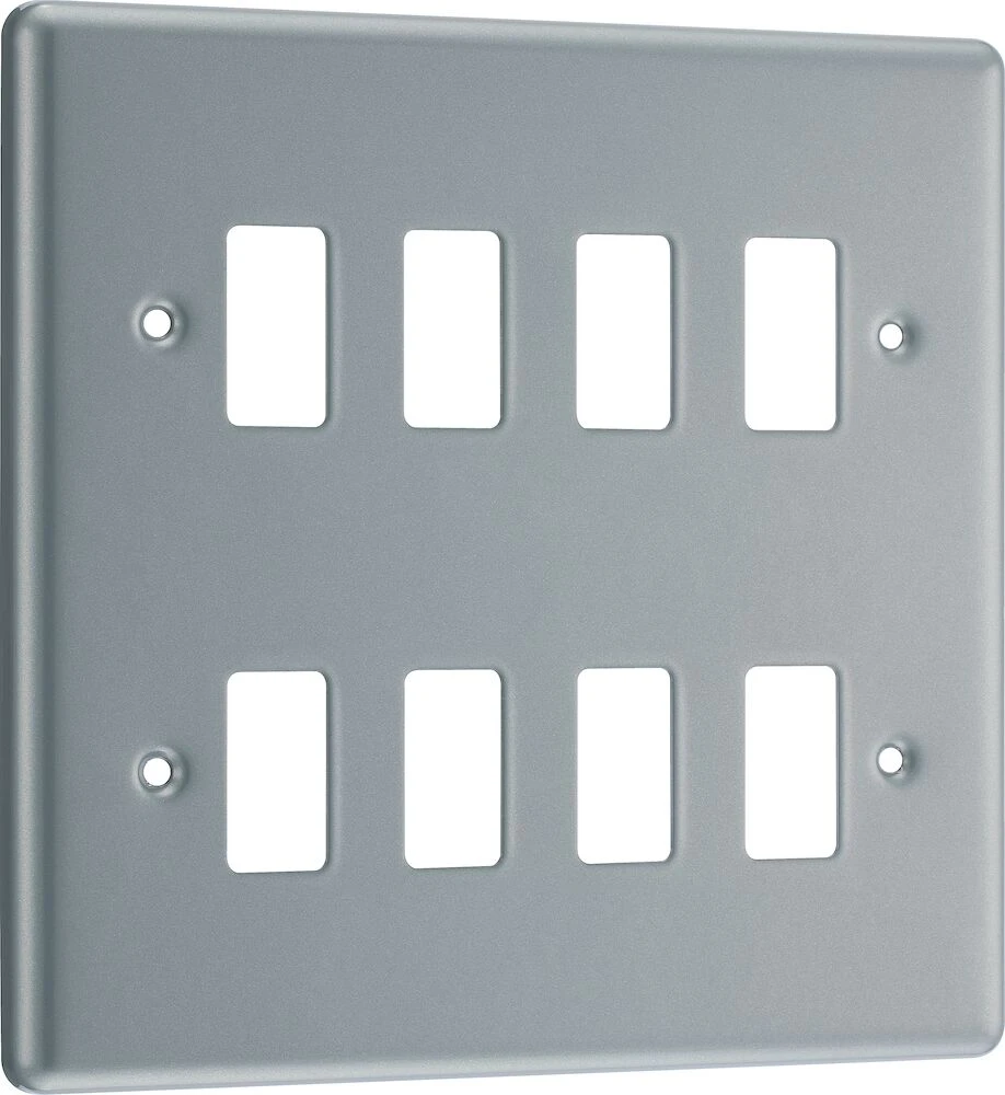 BG Grid Metal Clad Square Front Plate 8 Module