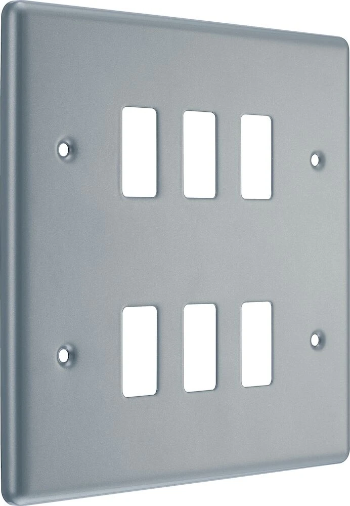 BG Grid Metal Clad Square Front Plate 6 Module
