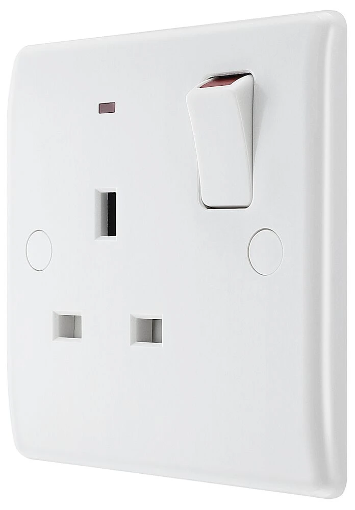 BG Nexus Series White Moulded 13A Single Switched Socket with LED Indicator