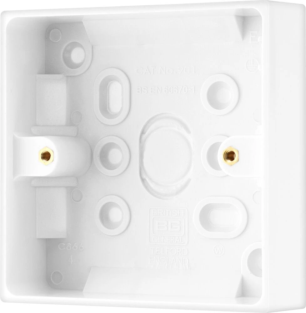 BG White Moulded Square Edge Single Surface Box 32mm