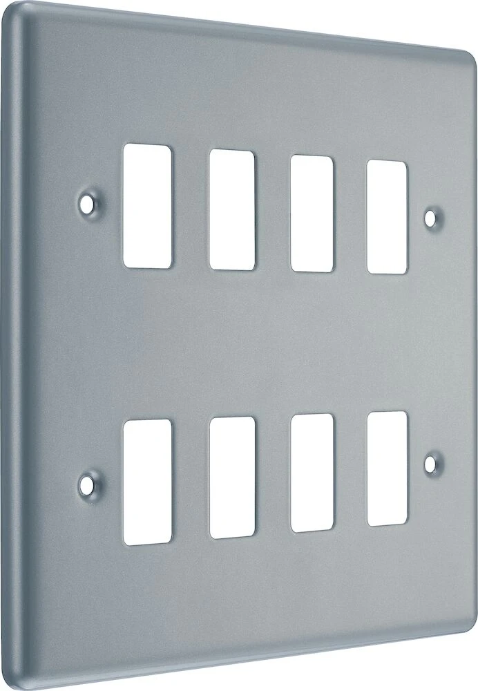 BG Grid Metal Clad Square Front Plate 8 Module