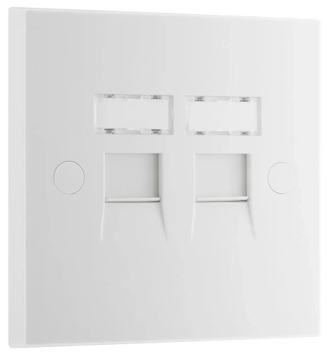 BG White Moulded Square Edge Double RJ45 Telephone Socket IDC Type
