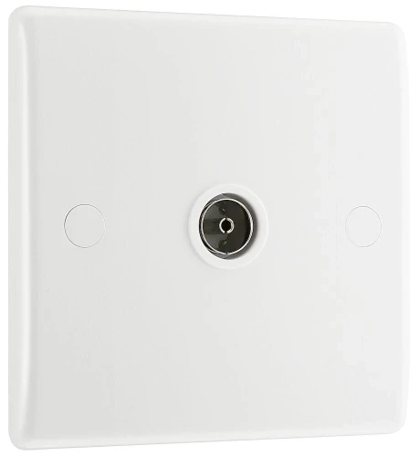 BG Nexus Series White Moulded Single Co-Ax Aerial Socket for TV or FM