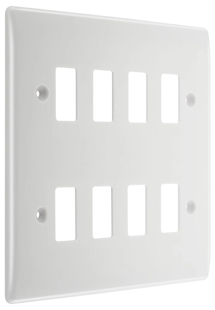 BG Grid Nexus Series White Moulded Front Plate 8 Module
