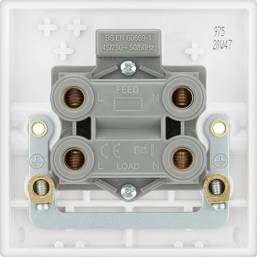 BG White Moulded Square Edge 45A Square Plate Cooker Control Unit