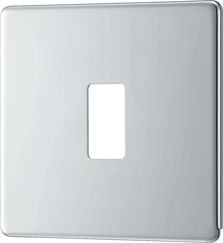 BG Grid Screwless Flatplate Square Front Plate 1 Module, Polished Chrome